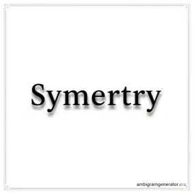 180° rotational ambigram example for the word Symmetry, readable both upright and when rotated